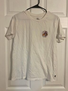 Van’s Men’s Tshirt White With Mushroom Theme Size Medium